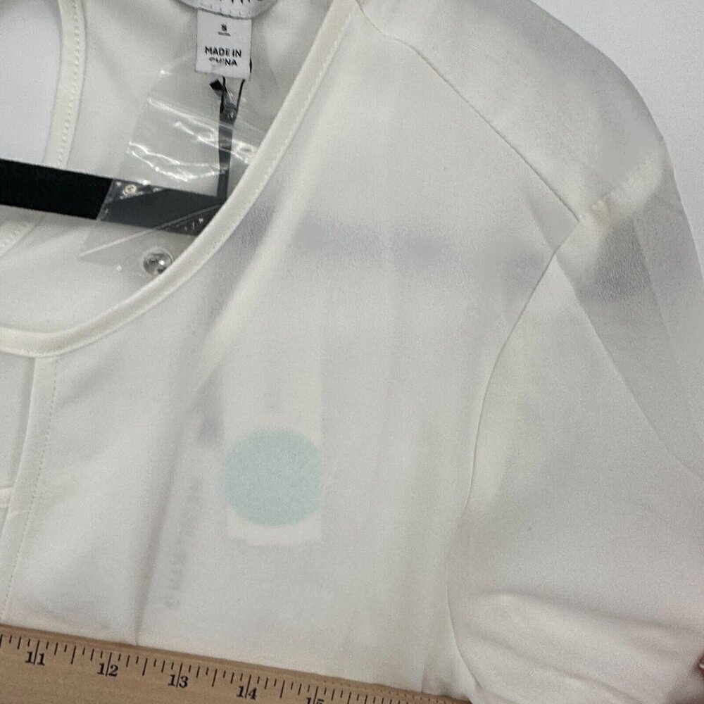 41 Hawthorn Womens Blouse Small White Surplice Neckline Bell Sleeve Top Preppy - Picture 11 of 14